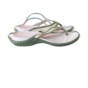 CROCS Women's  Brown and‎ Pink Flip Flops